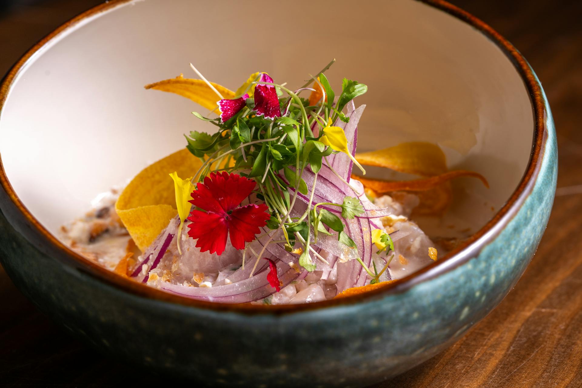 Fresh Costa Rican ceviche made with local fish, lime, and herbs at Planeta Sano restaurant.